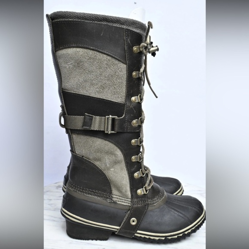 Sorel Conquest Carly Waterproof Leather Knee High Riding Work Boots Womens Sz10